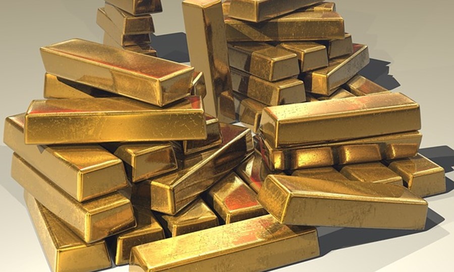 Stack of gold bars. 