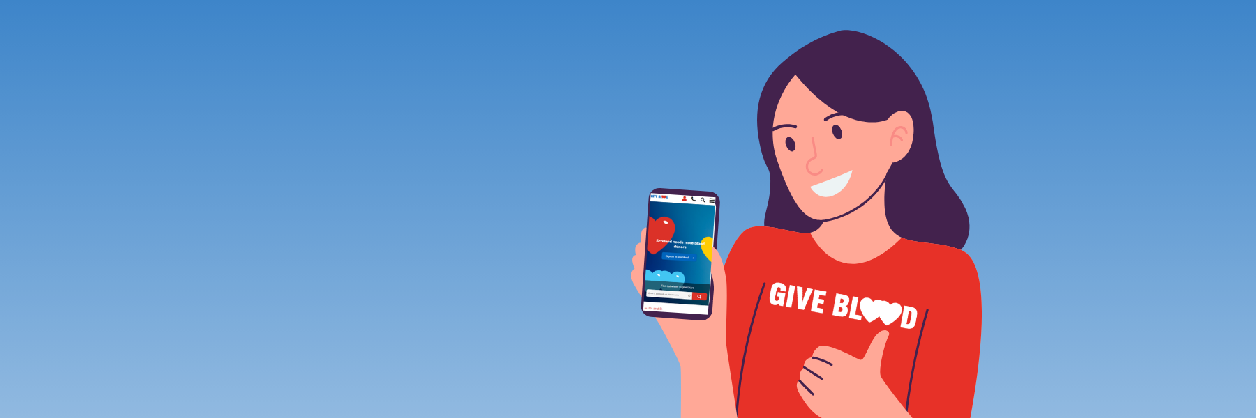 Illustration of girl using website on phone